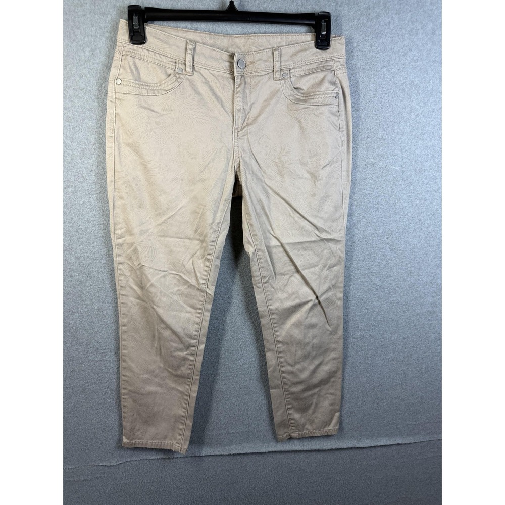 Simply Vera Vera Wang Jeans Womens 4 Beige Mid Rise Slim Ankle Floral Denim